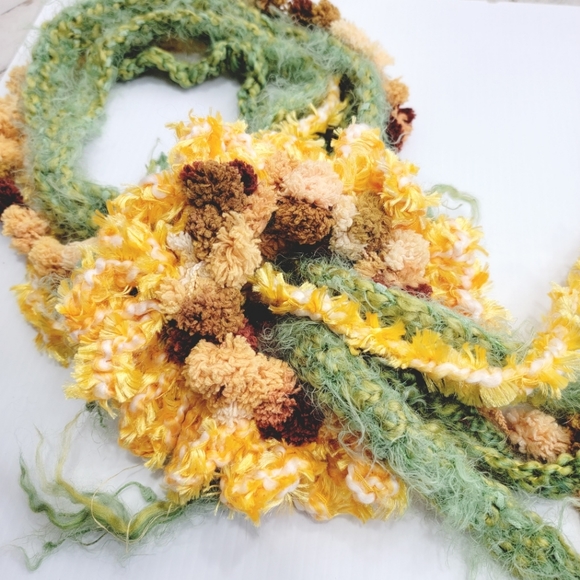 Funky Lady One-of-a-kind Artsy Handmade Flower Scarf - Picture 8 of 12